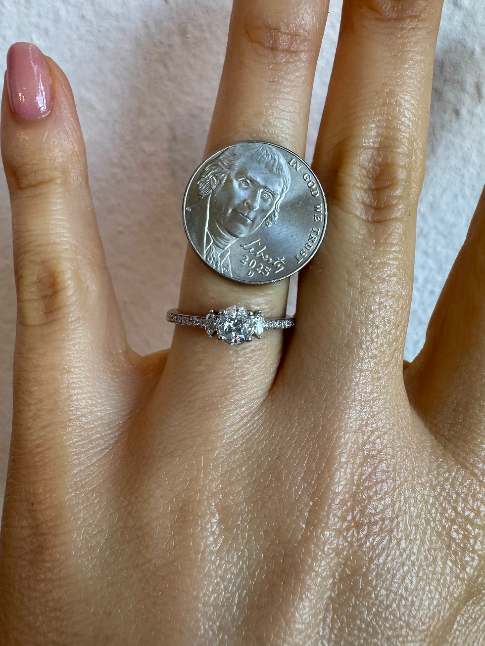 Thumbnail: Dainty 14kt White Gold Diamond Ring