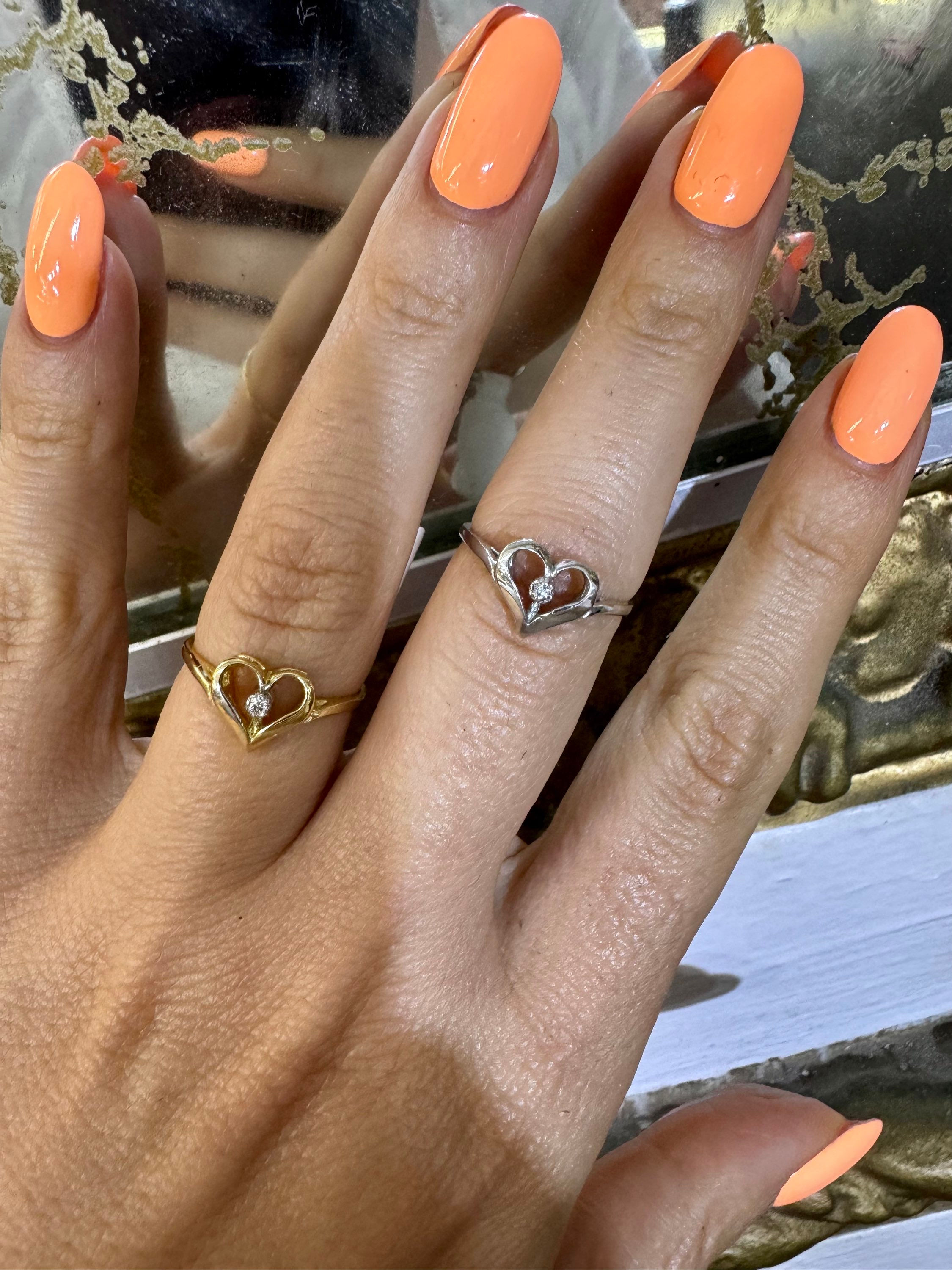 14K White Or Yellow Gold Diamond Heart Ring