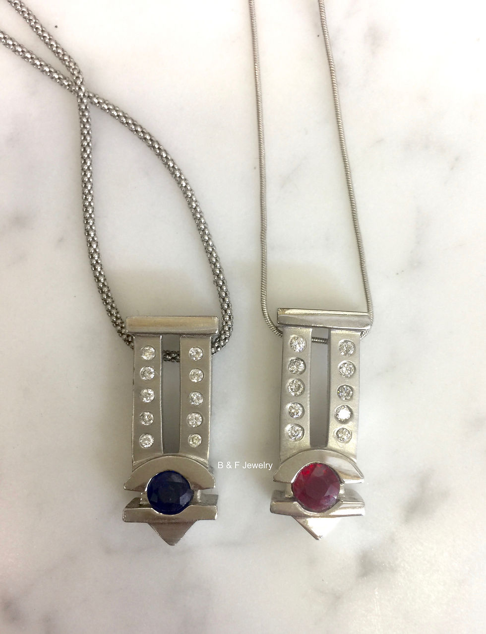 Thumbnail: 14kt White Gold Sapphire And Diamond Slide Pendant