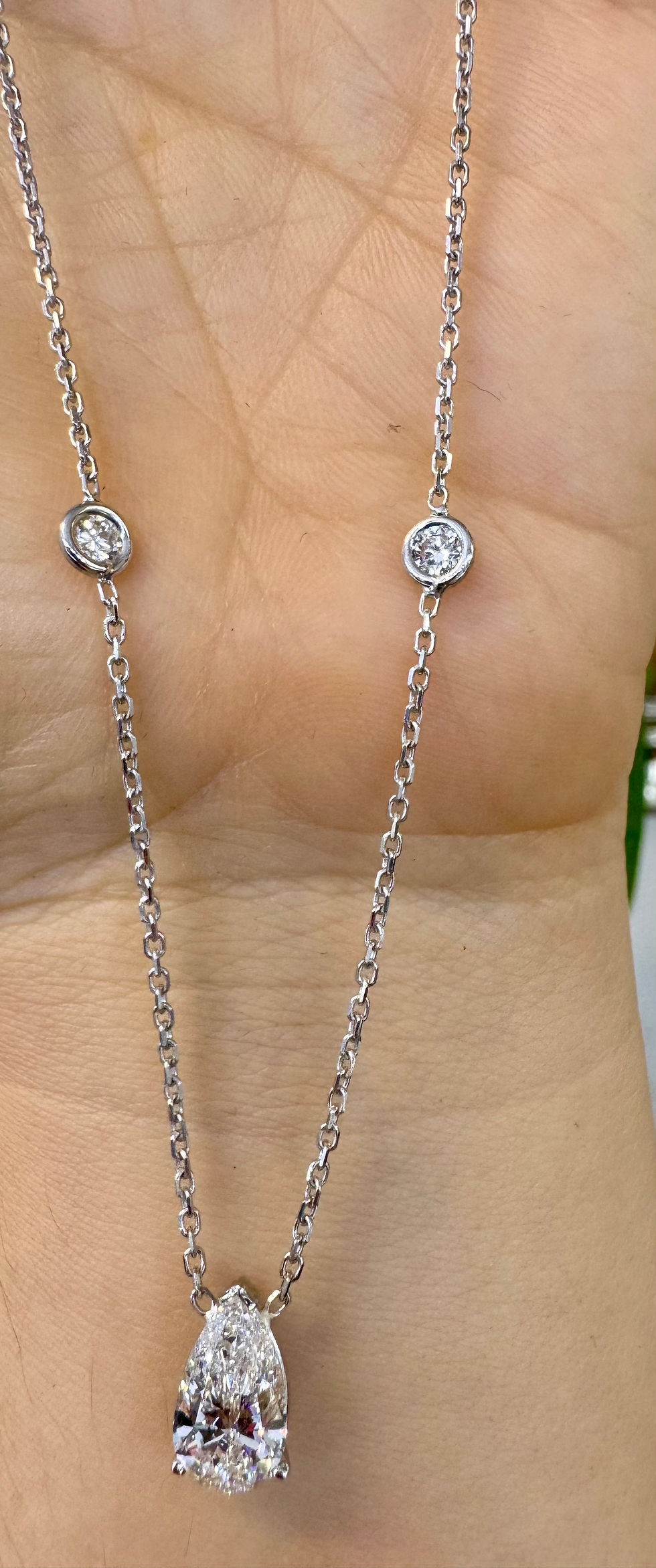 Thumbnail: Certified Custom-made 14kt White Gold Lab Grown Pear-Shape Diamond Necklace