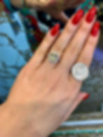 Thumbnail: 18kt White Gold Diamond And Canary Cubic Zirconia Cushion Halo Ring