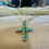 Thumbnail: Vintage 14kt Yellow Gold  Petite Turquoise Cross Necklace