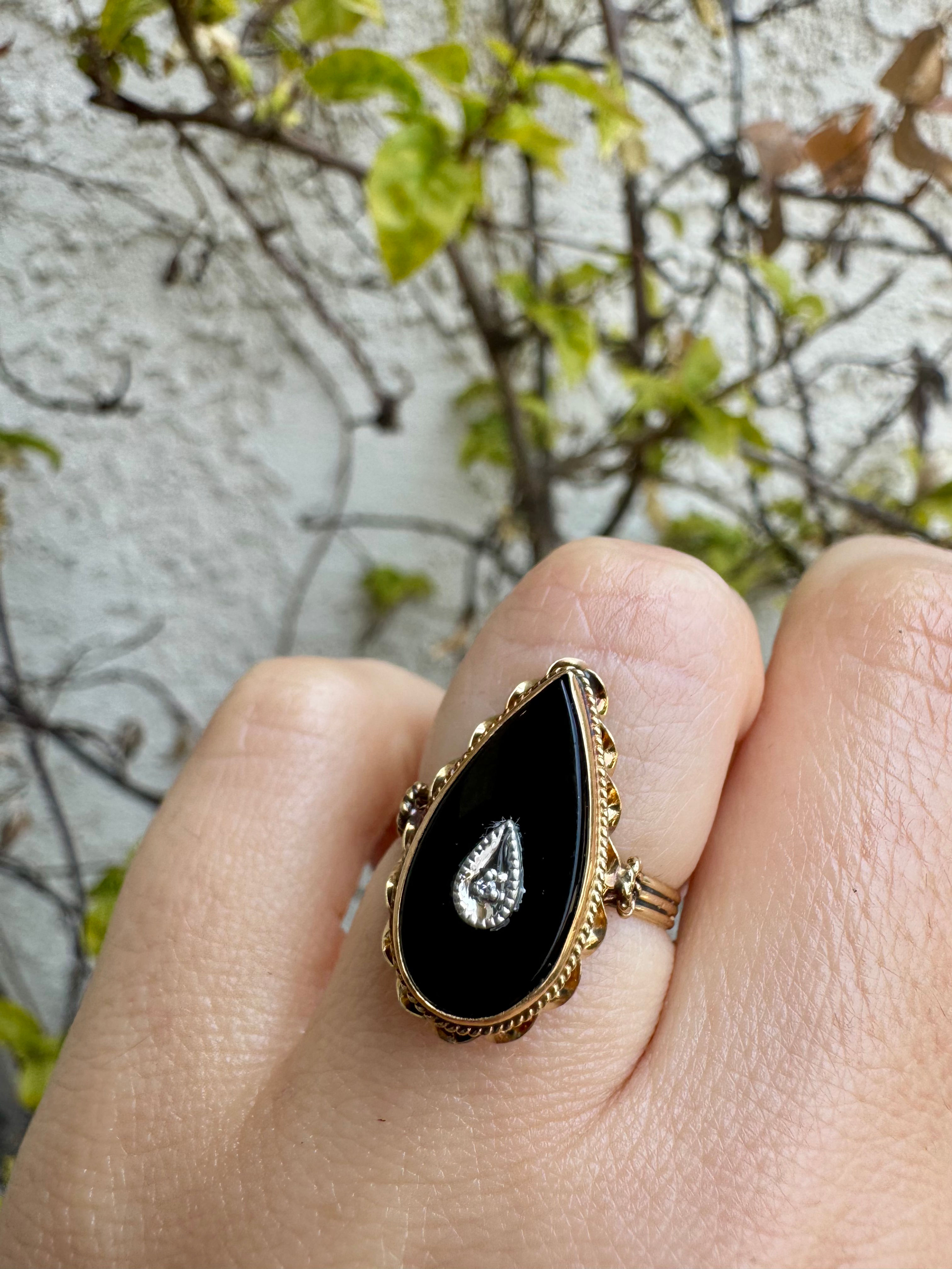 14kt White And Yellow Gold Art Deco Diamond And Onyx Ring