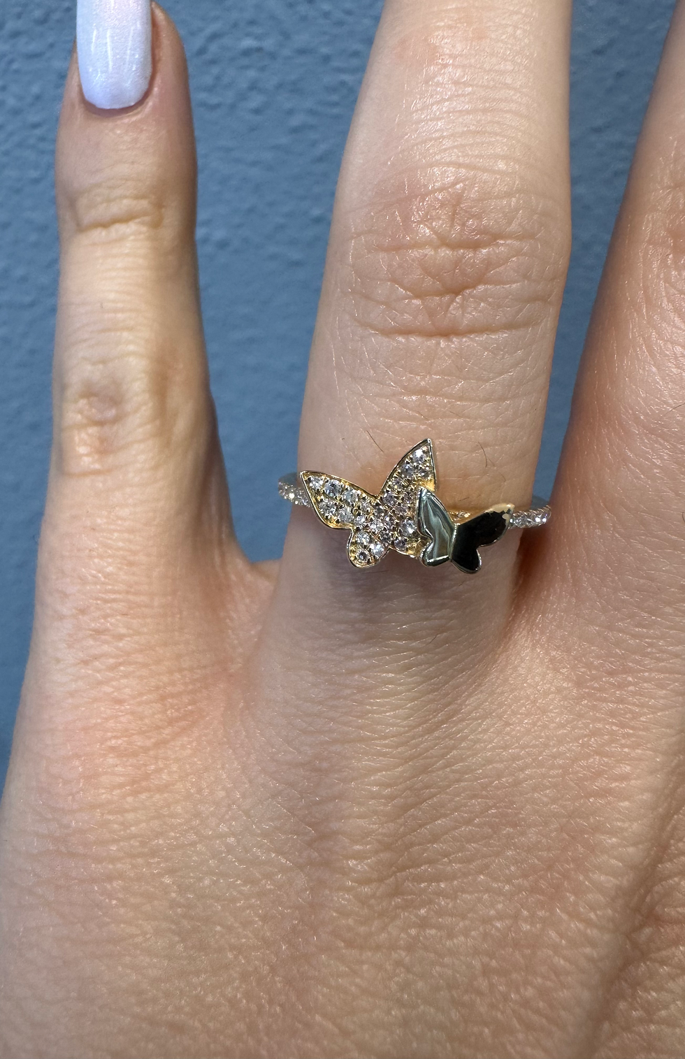 Thumbnail: 14kt Yellow Gold Diamond Double Butterfly Ring