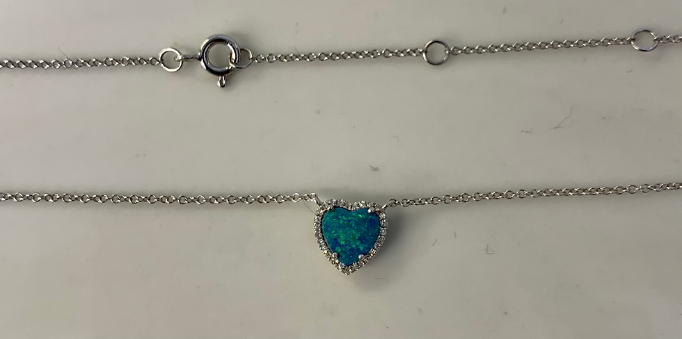 Thumbnail: 14kt White Gold Diamond And Opal Halo Necklace