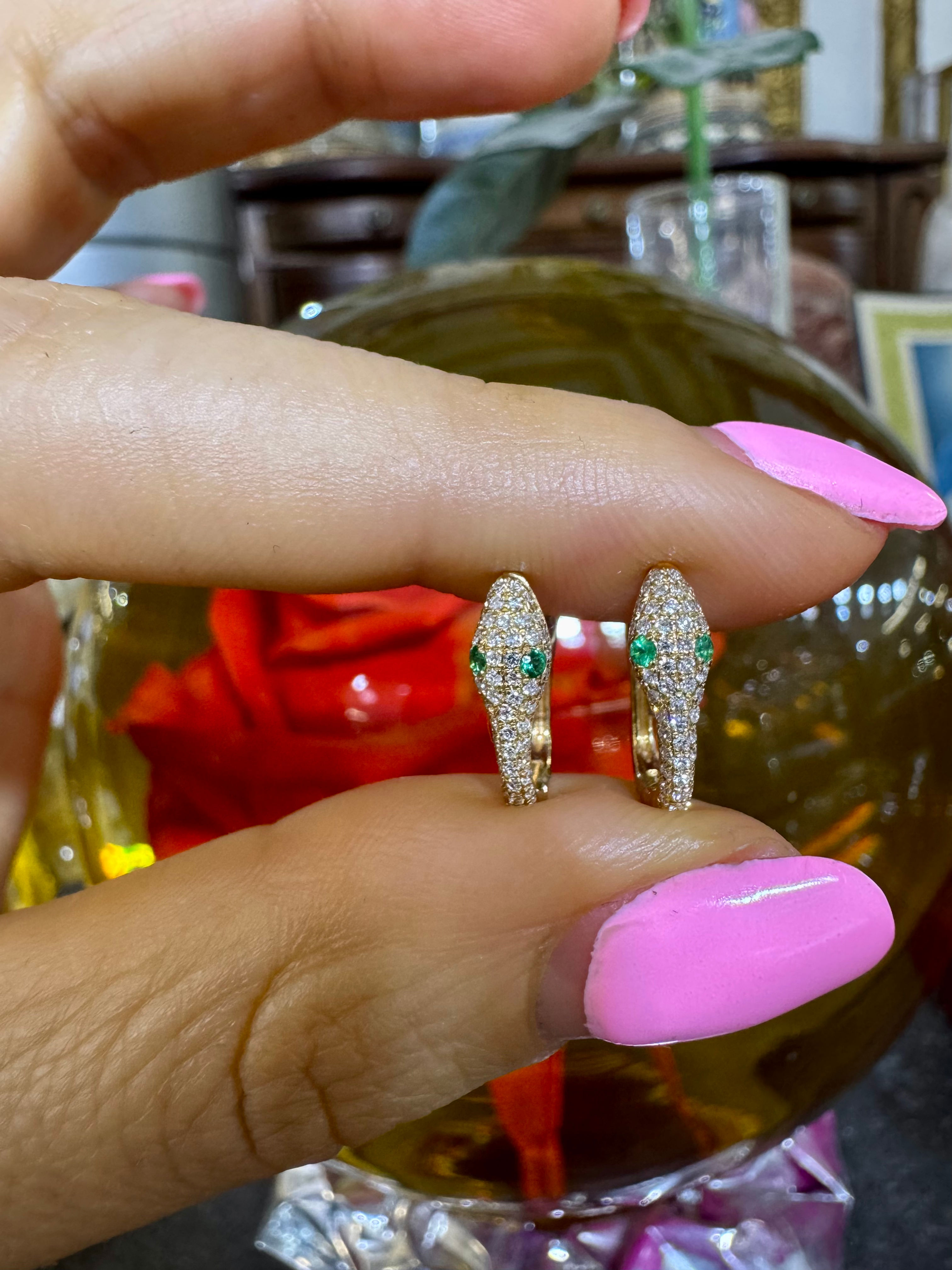 Dainty 14kt Yellow Gold Diamond Huggie Hoop Earrings