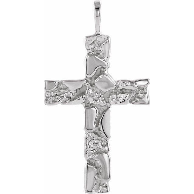 Thumbnail: 14kt Yellow Or White Gold Nugget Cross Necklace