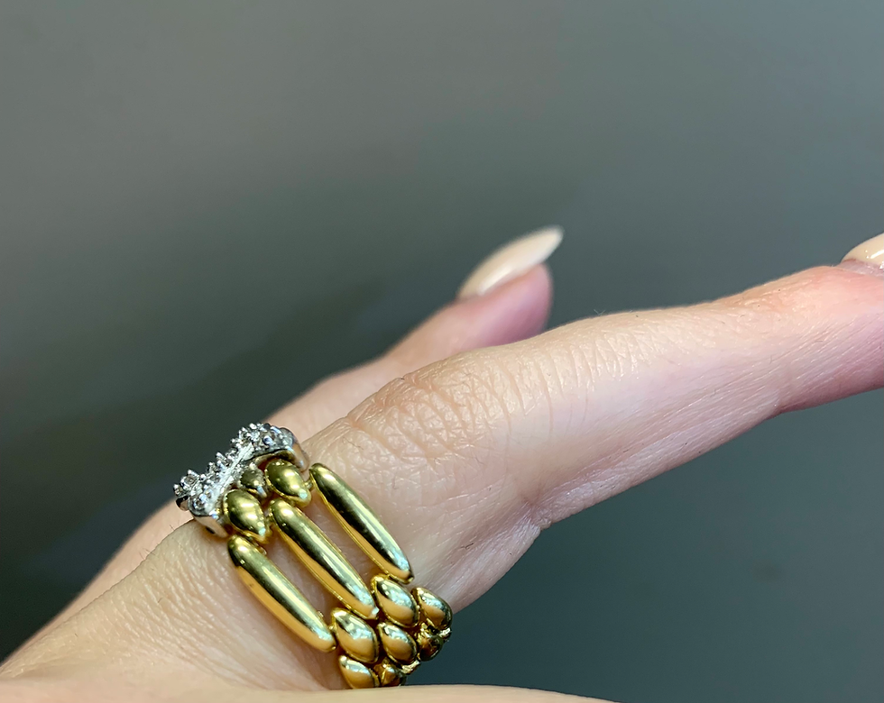 Thumbnail: 14kt Bi-color Gold Diamond X Flexible Band