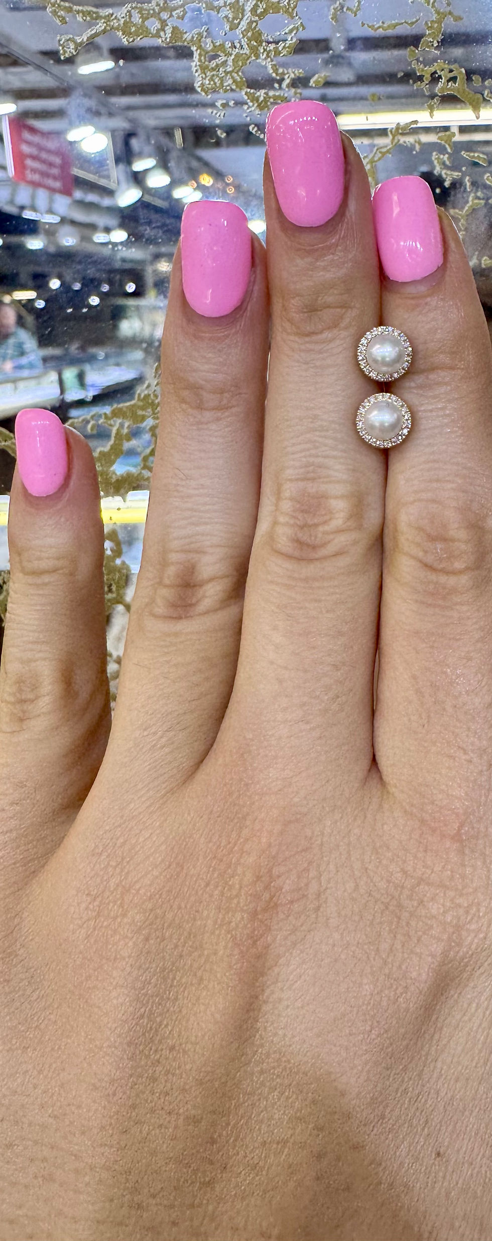 Thumbnail: Dainty 14kt Yellow Gold 5mm Pearl And Diamond Halo Earrings
