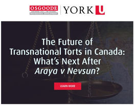 The Future of Transnational Torts in Canada: What’s Next After Araya v Nevsun? 1-Day Course