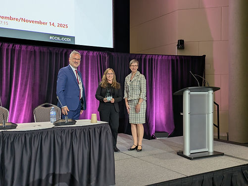 left to right:  CCIL President Charles-Emmanuel Côté, Sylvie Scherrer, Valerie Oosterveld.