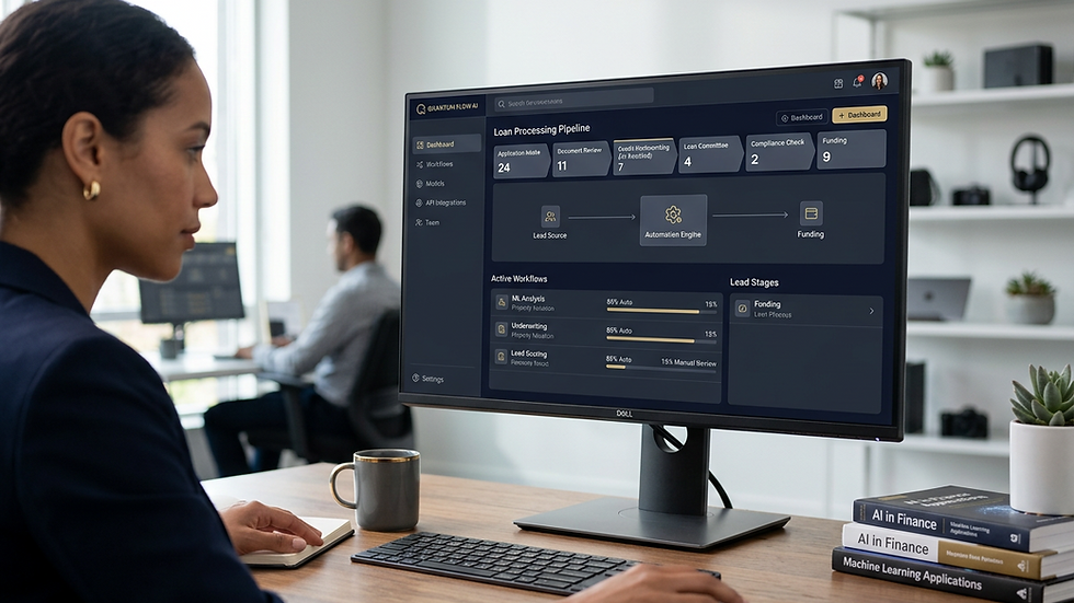 Close-up view of a computer screen displaying AI workflow automation software