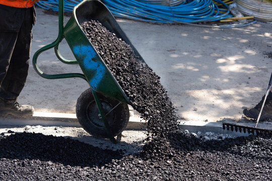 Asphalt being poured