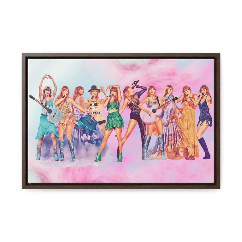 Thumbnail: Pink and Blue Concert-Inspired Framed Canvas - Gallery Wrapped Wall Art Gift