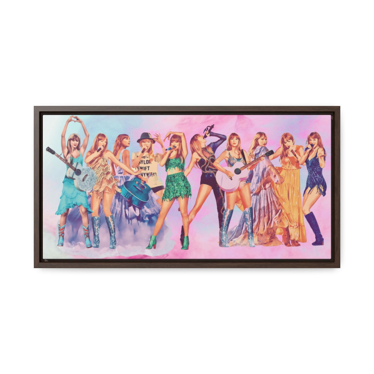 Pink and Blue Concert-Inspired Framed Canvas - Gallery Wrapped Wall Art Gift