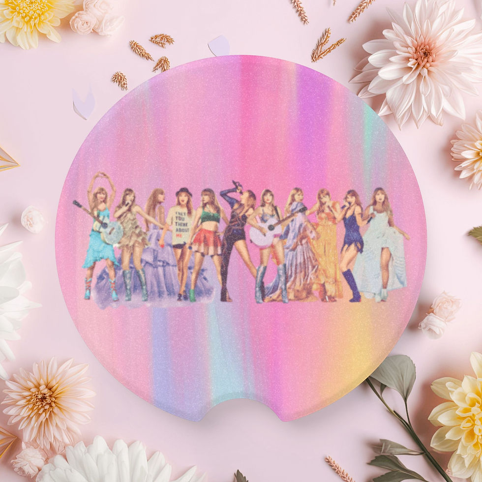 Thumbnail: Musical Eras Inspired Soapstone Car Coaster - Absorbent, Fits Most Cup Holders