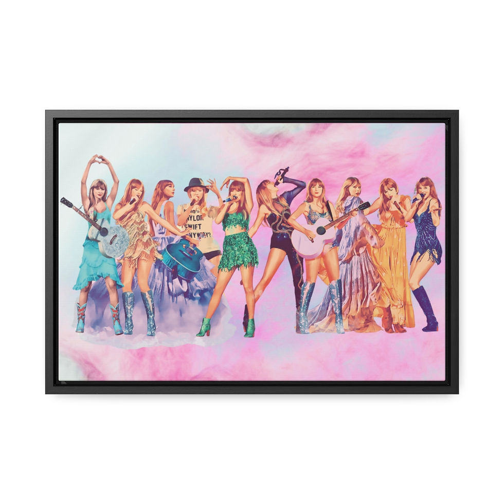 Thumbnail: Pink and Blue Concert-Inspired Framed Canvas - Gallery Wrapped Wall Art Gift