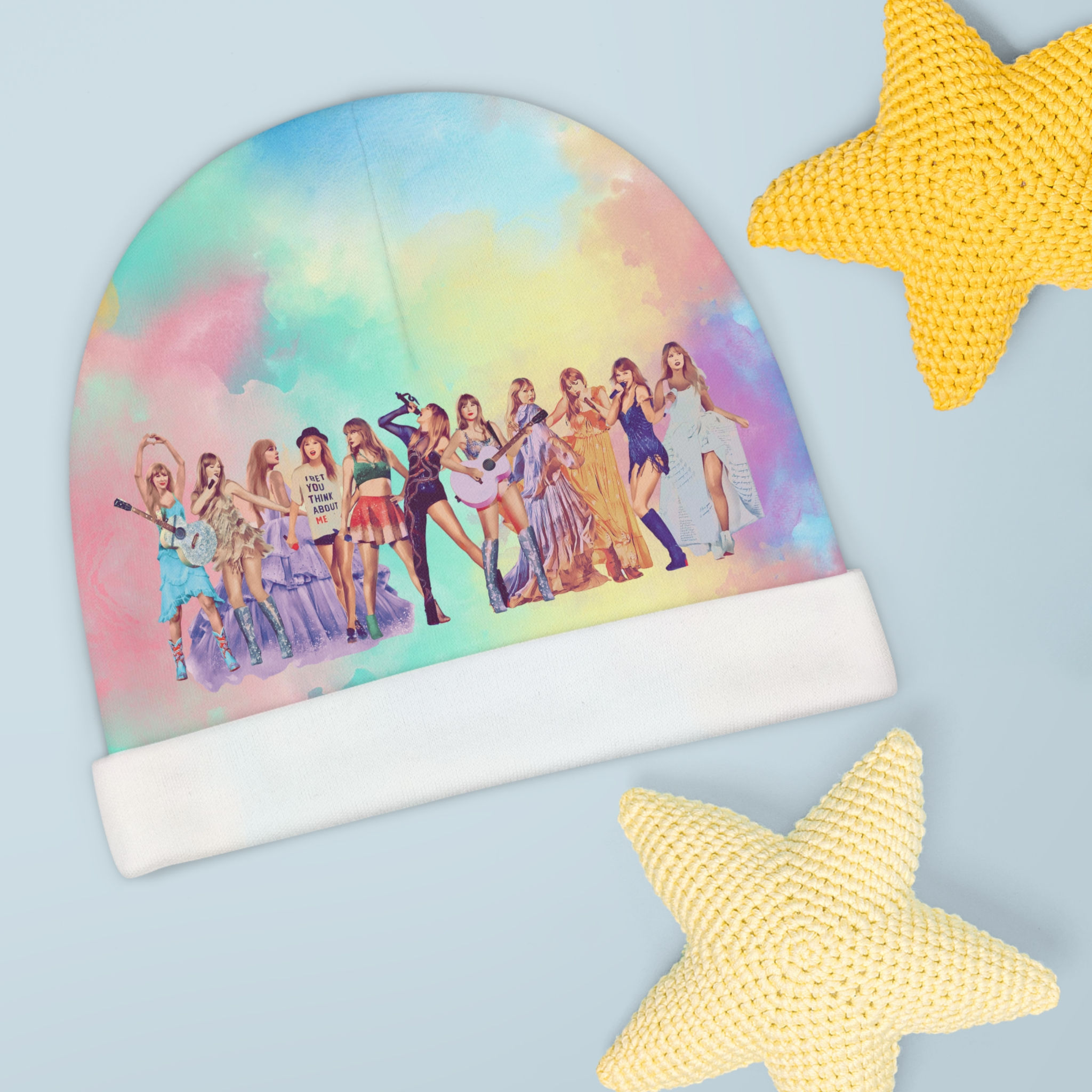 Pastel Baby Beanie Eras Iconic Inspired Concert Tour Newborn Gift Up to 6 Mo Old