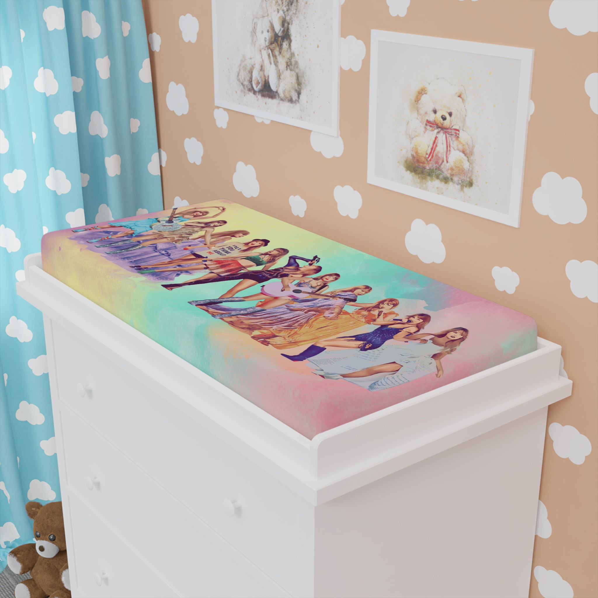 Rainbow Watercolor Baby Changing Pad - Soft Newborn Room Decor & Gift Idea