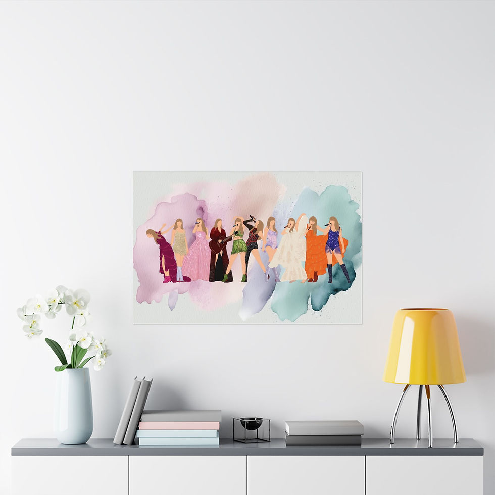 Thumbnail: Eras Tour  Watercolor Fashion Outfit 36x24 Satin Poster Home Decor Wall Art Gift