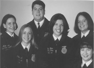 Smiling group of NC FFA state officers from the 1990s.