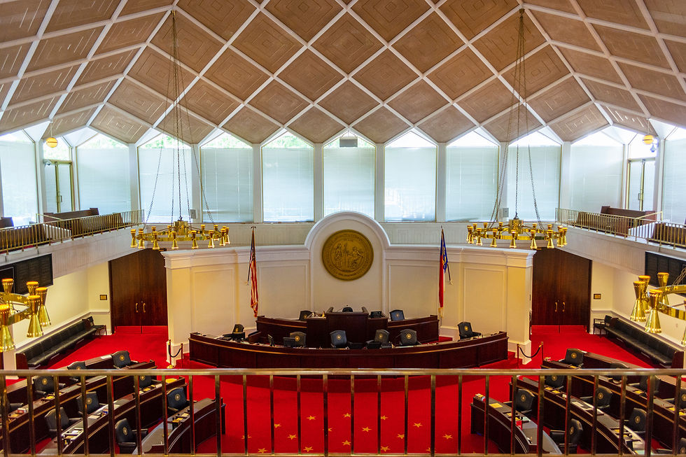 View of the North Carolina House chamber during a legislative session, symbolizing the policymaking process.