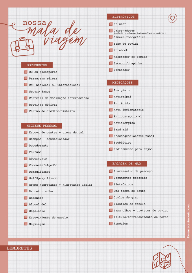 Checklist mala de viagem