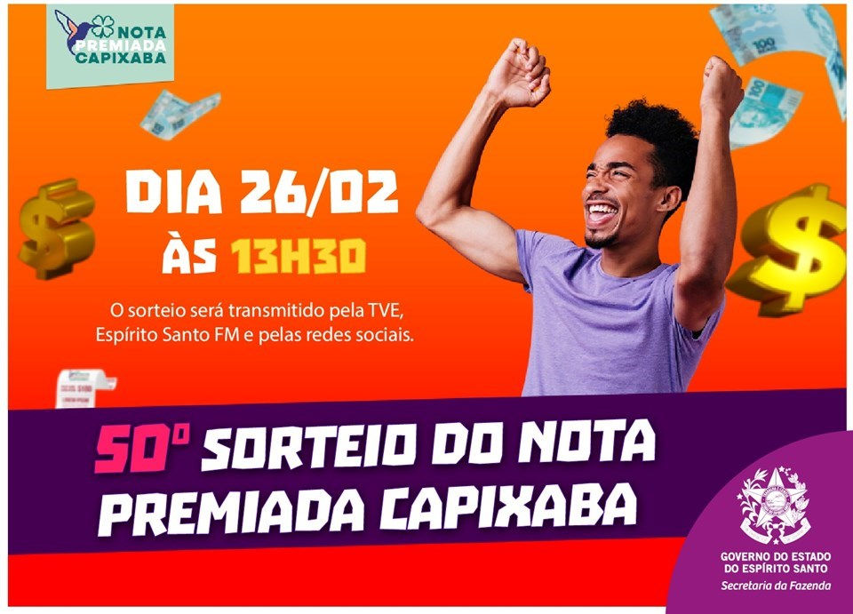 Nota Premiada Capixaba vai distribuir R$ 184,5 mil em prêmios nesta quinta-feira (26)