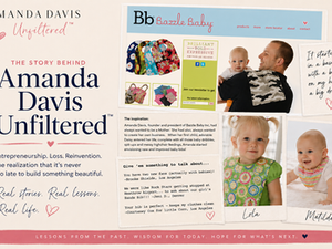 Amanda Davis Unfiltered™ founder story featuring archived Bazzle Baby images, family photos, entrepreneurship, reinvention, and starting over.