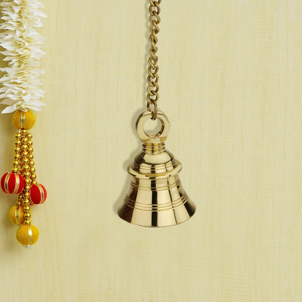 Thumbnail: Brass Hanging Bell with Chain & Hook – 4Inch Temple Ghanti for Pooja Room & Home