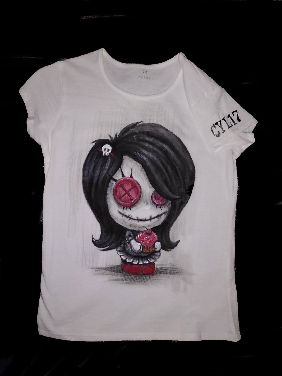 T-shirt bambina pupazzo bambina con muff