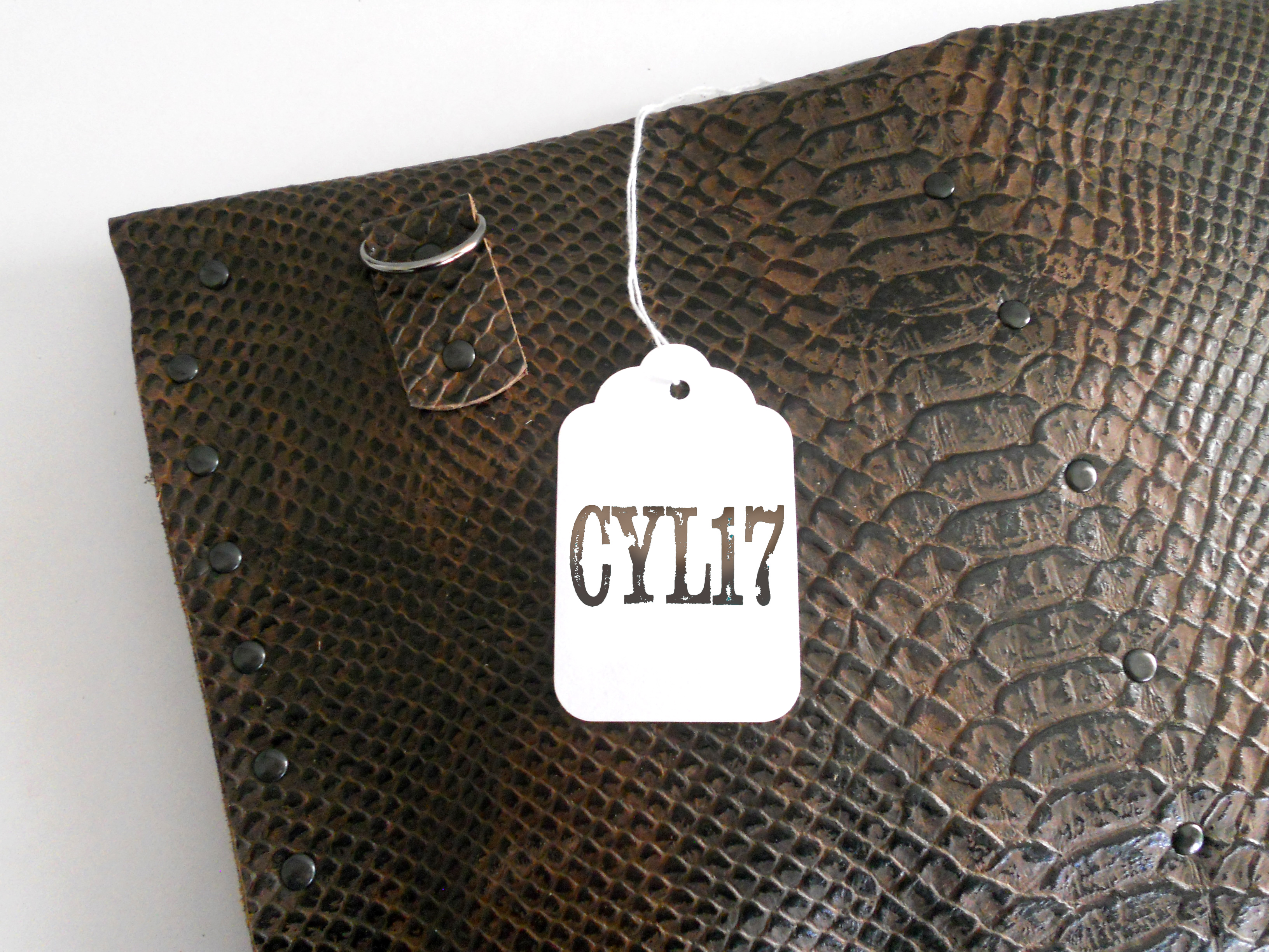 Python print leather bag clutch pochette