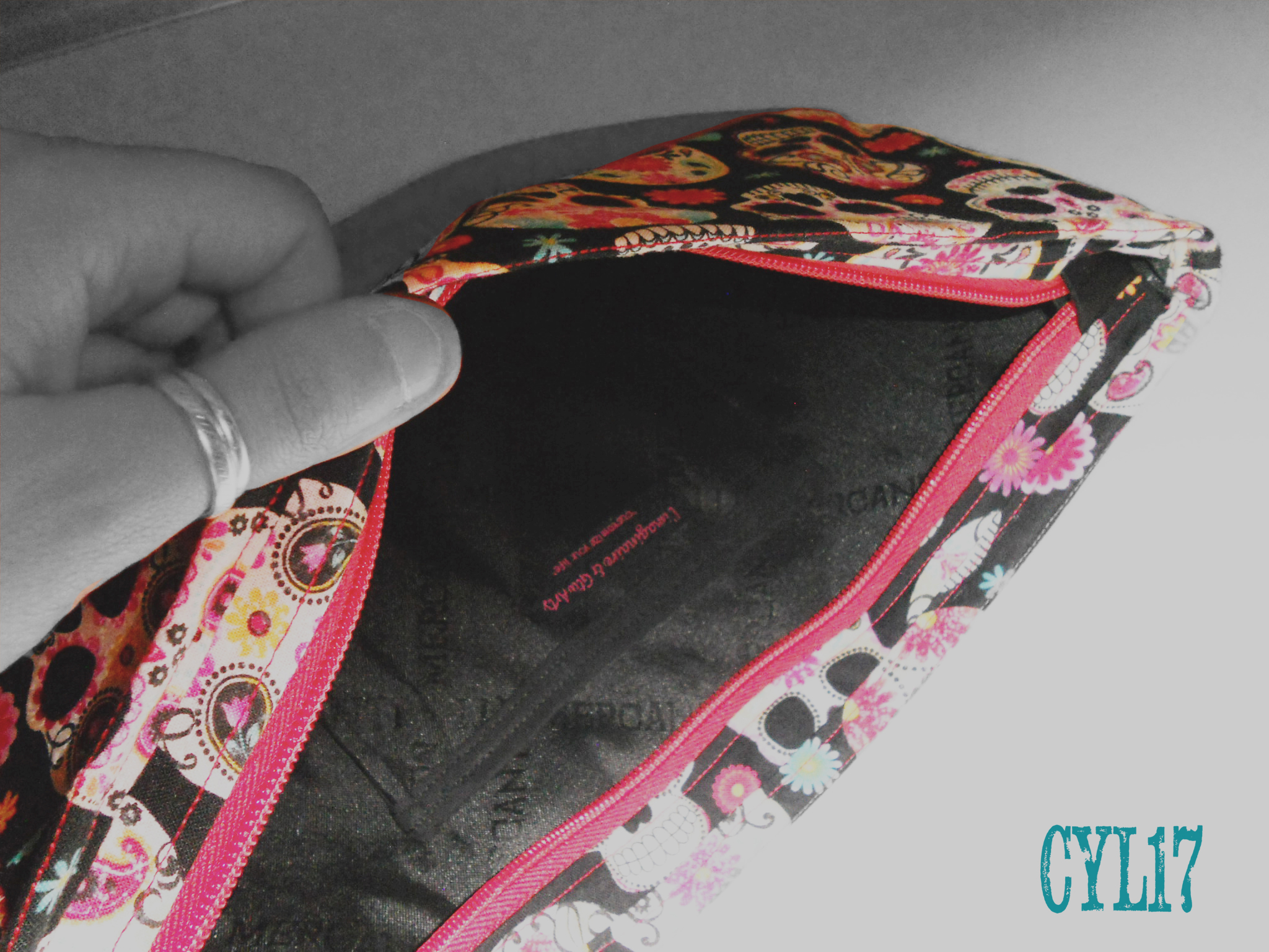 Pochette bag teschi in cotone e pelle ro