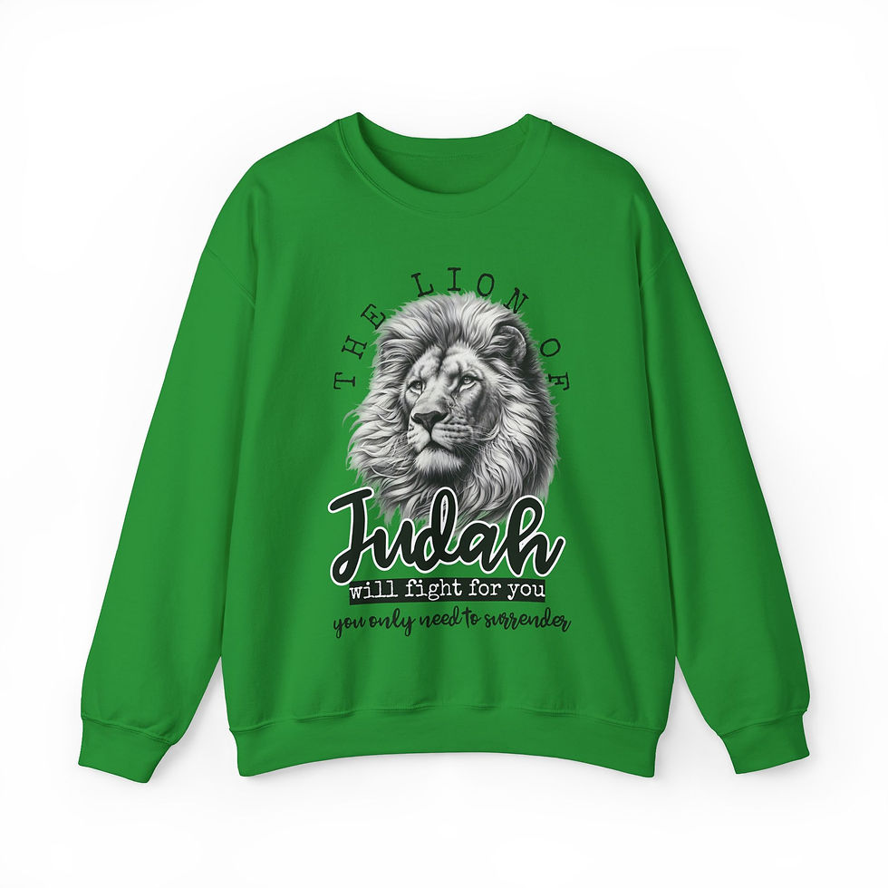 Thumbnail: lion faith design on gildan 18000 sweatshirt front view in green