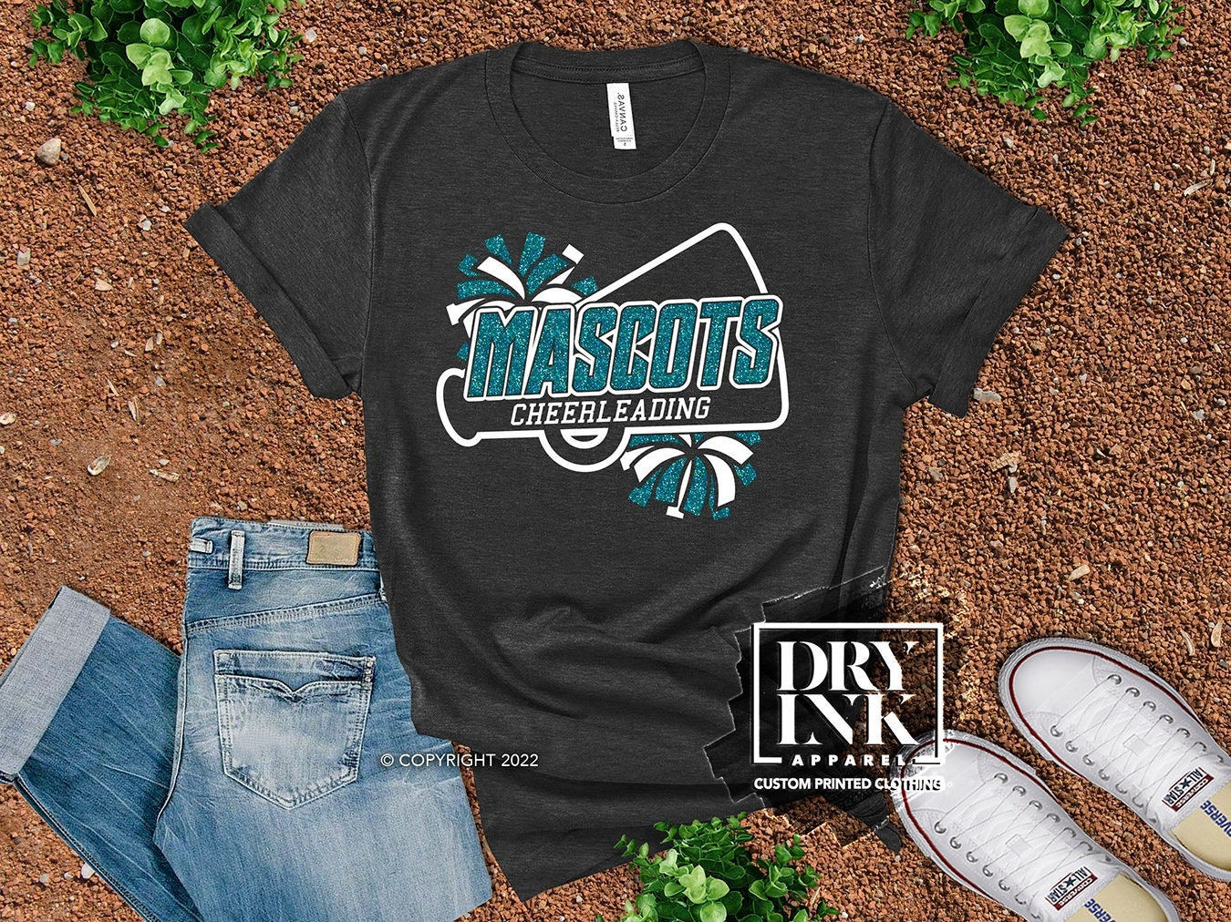 custom glitter cheer megaphone design on adult unisex tshirt