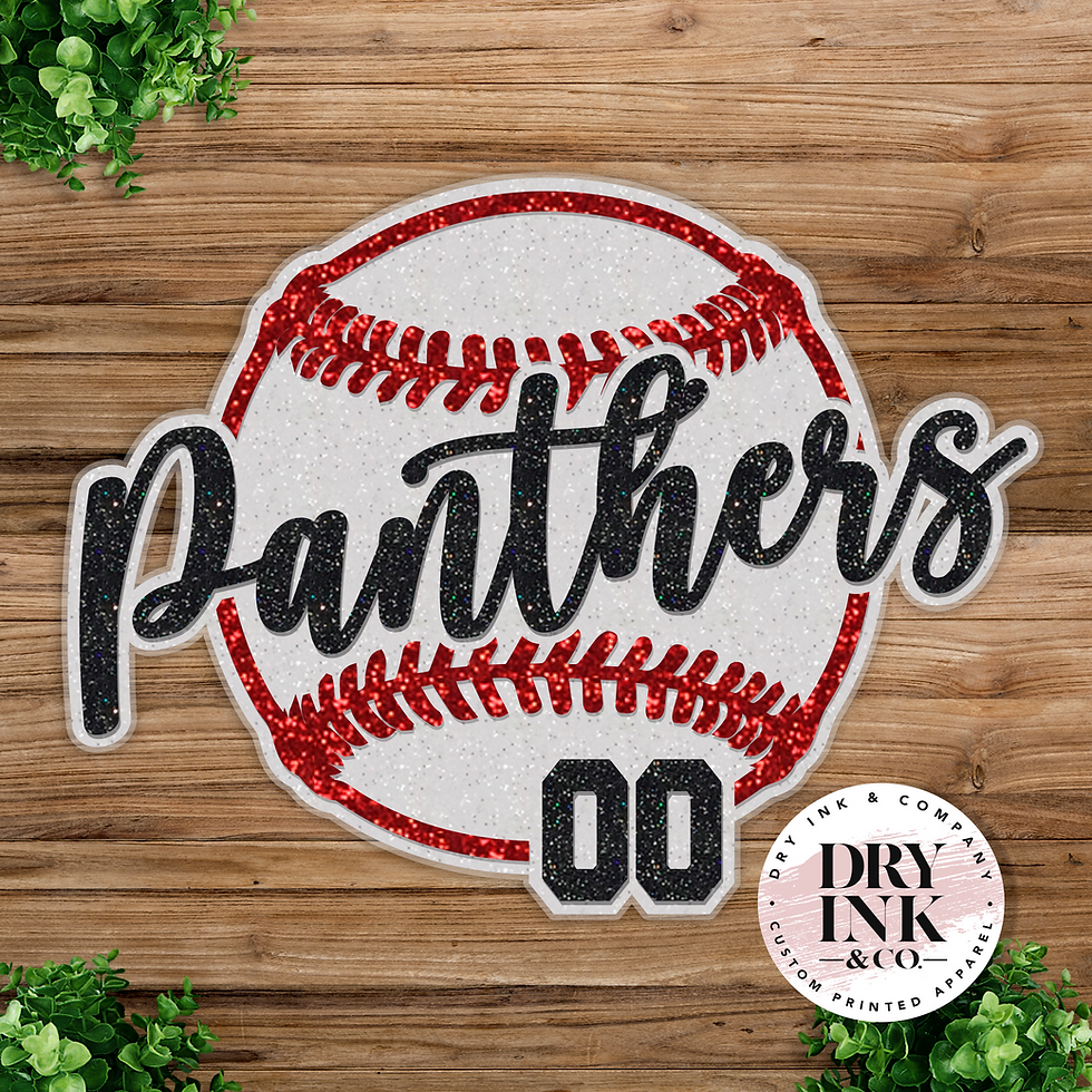 Personalized Glitter Decal with Baseball, Team Name and Number
