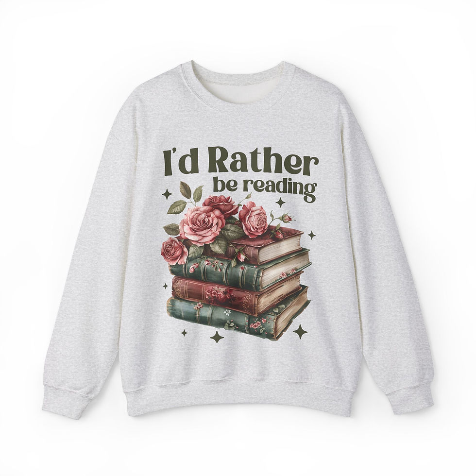 Thumbnail: RATHER BE READING design on a gildan 18000 sweatshirt in the color ash flat