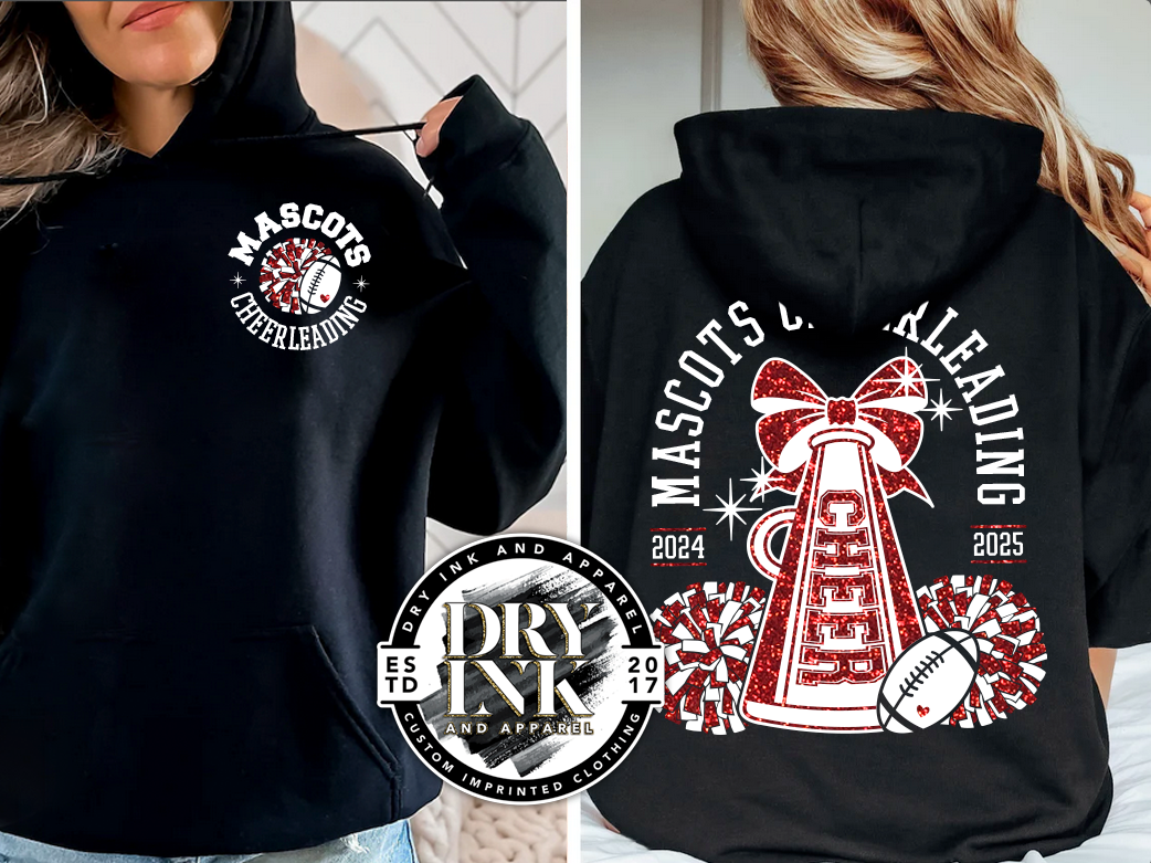 custom glitter football cheer design on gildan hood sweatshirt