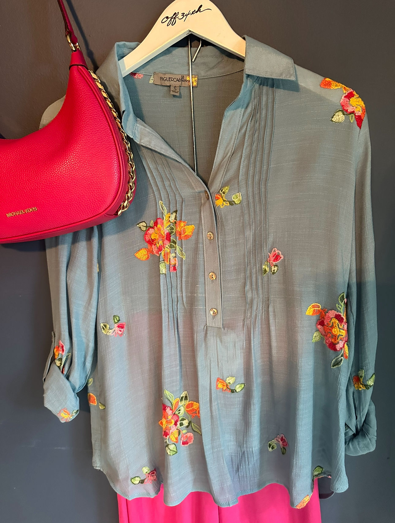 Blue shirt with floral