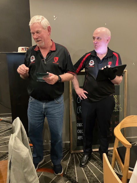 Craig Hodgson presenting the over 60s Batting award to himself (he won last year)