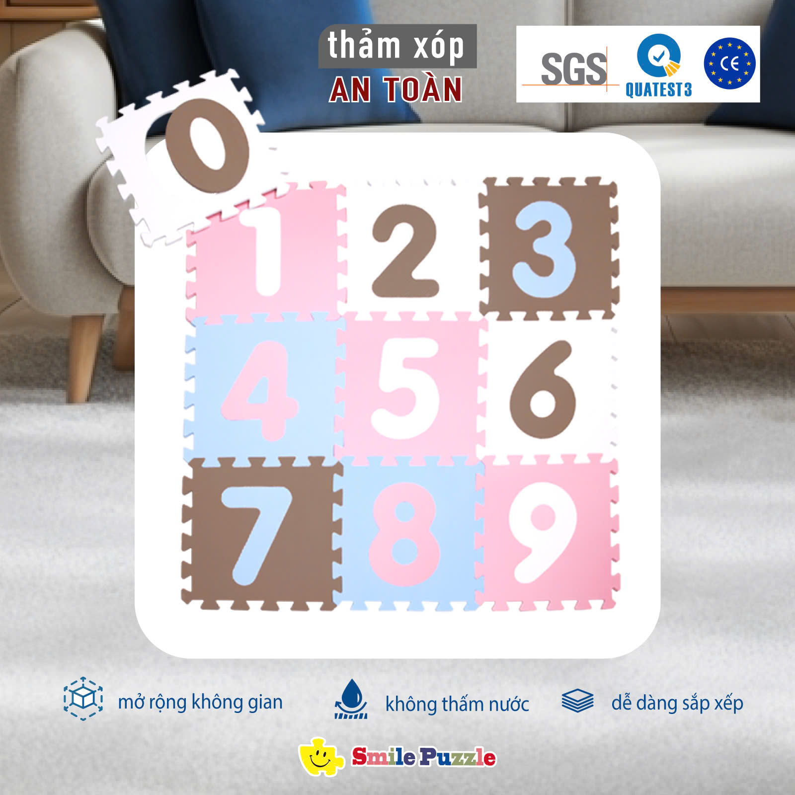 Pastel Number Pink 30cmx30cm - 10pcs/set