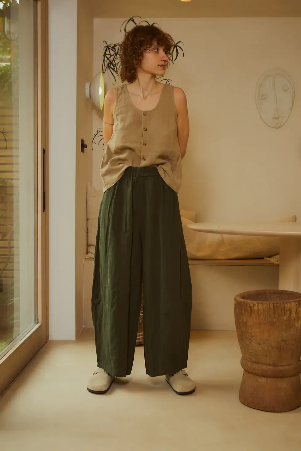 Thumbnail: LF Markey  basic button front tank top - stone