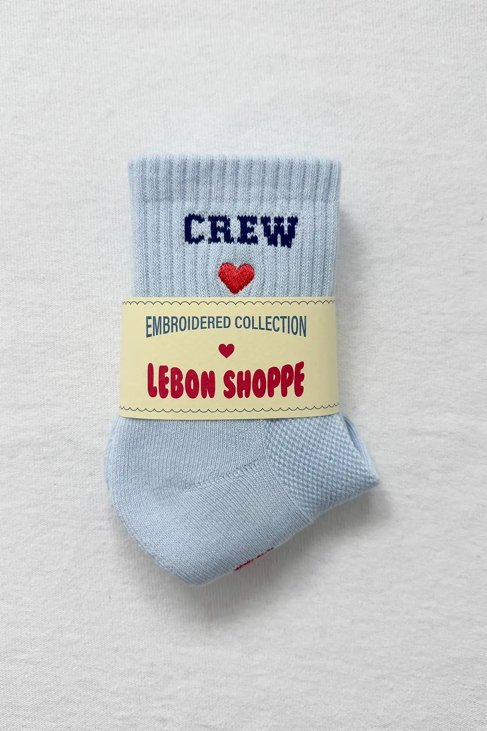 Thumbnail: Le Bon Shoppe Her socks - embroidered crew, sky blue