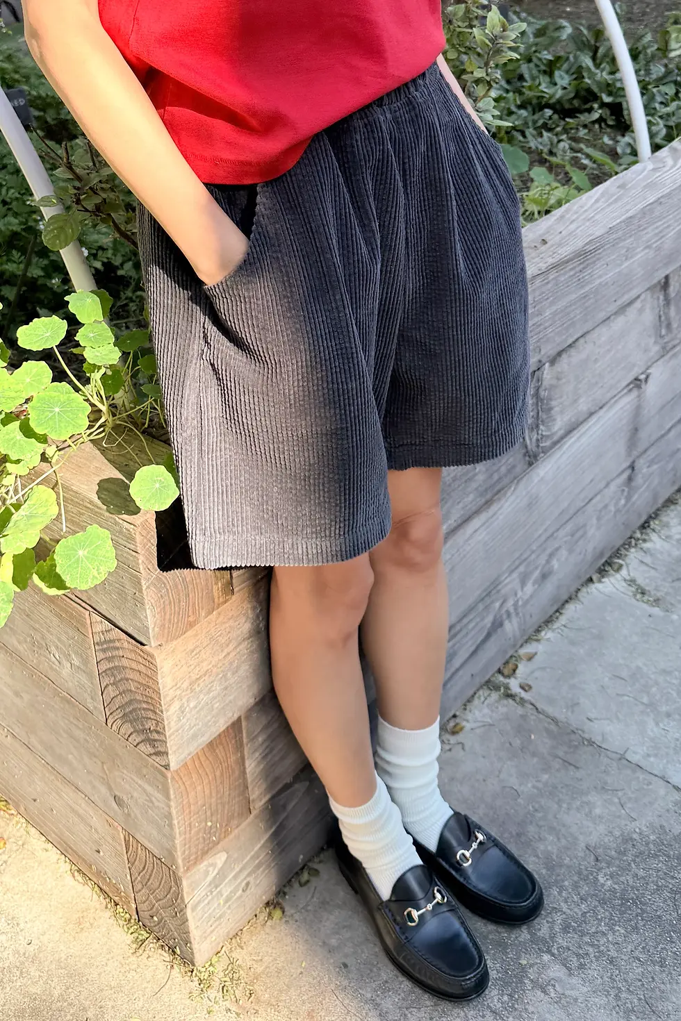 Thumbnail: Le bon shoppe soft corduroy city shorts - charcoal