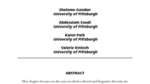 Cultural & Linguistic Diversity