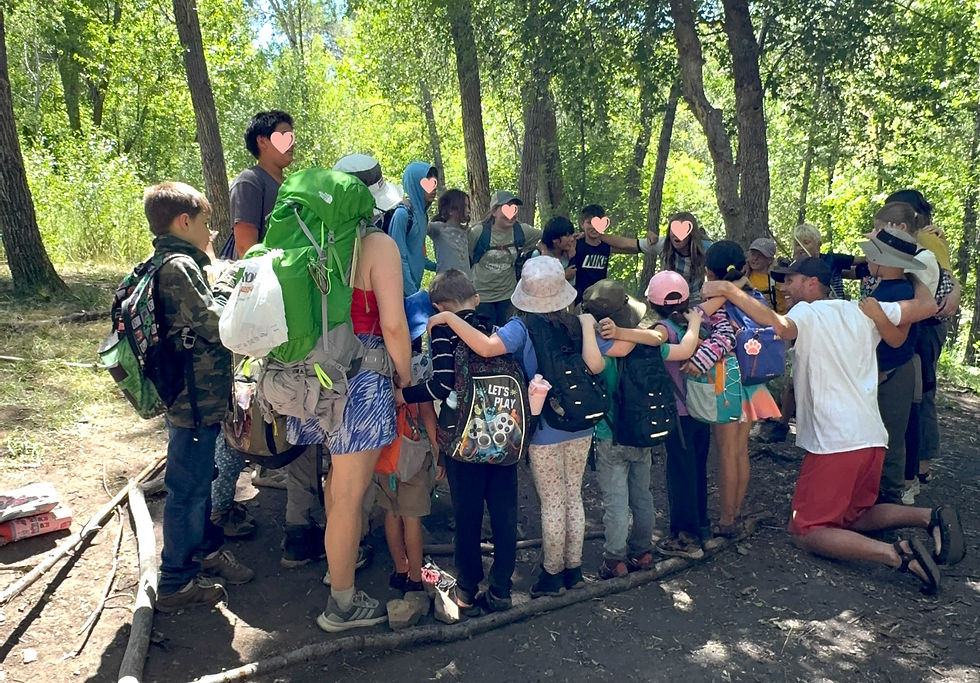 End of day circle with combined classes for the last day of the term of forest school. We discussed highlights and cool things we learned and saw! It was a great group and amazing energy!
