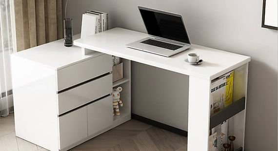 White corner desk with drawers
