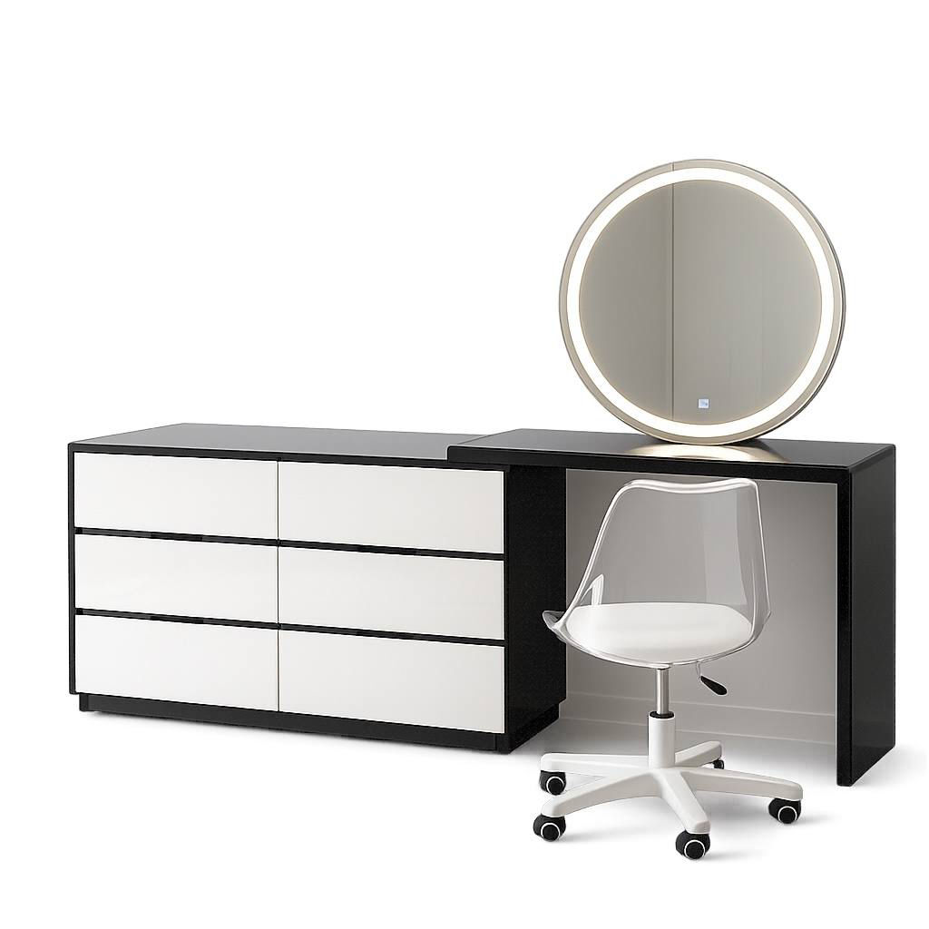 Modern Vanity with dresser and LED mirror