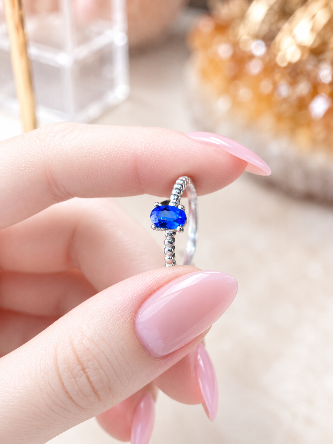 Anel em Prata com Spinel Cobalt Blue