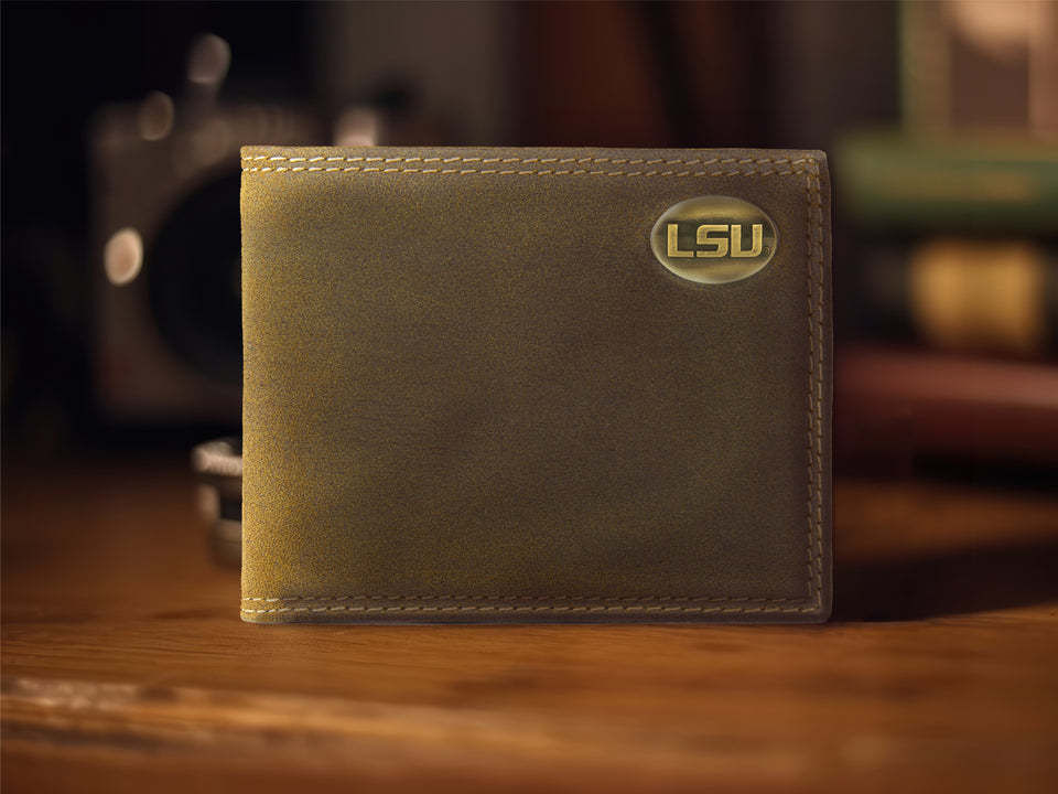 Thumbnail: LSU Brown Leather Bi-Fold Wallet